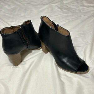 Report “Rowdy” Open Toe Ankle Bootie with Chunky Heel and side Zip